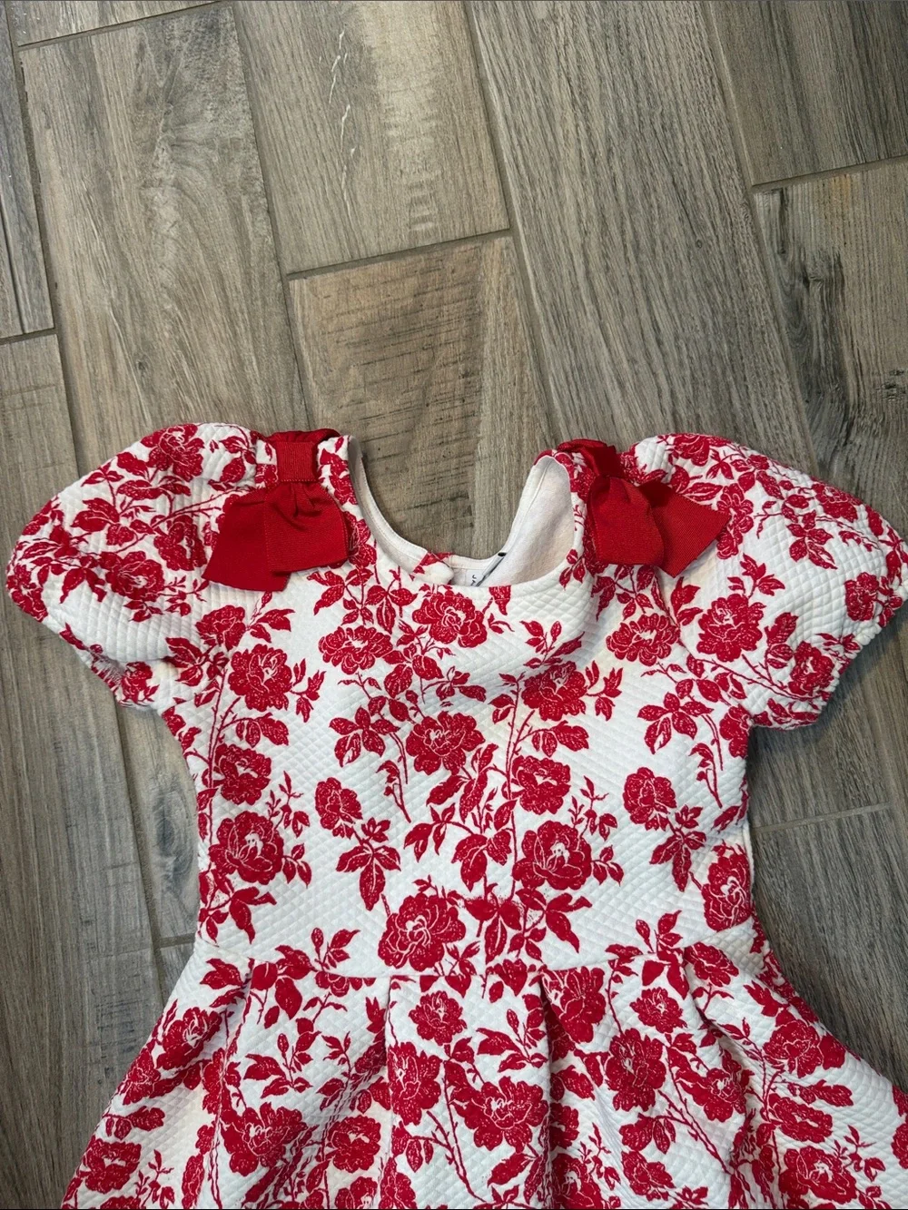Janie & Jack‎ Girl's Maroon Berry Floral The Floral Quilted Bow Dress Size 12